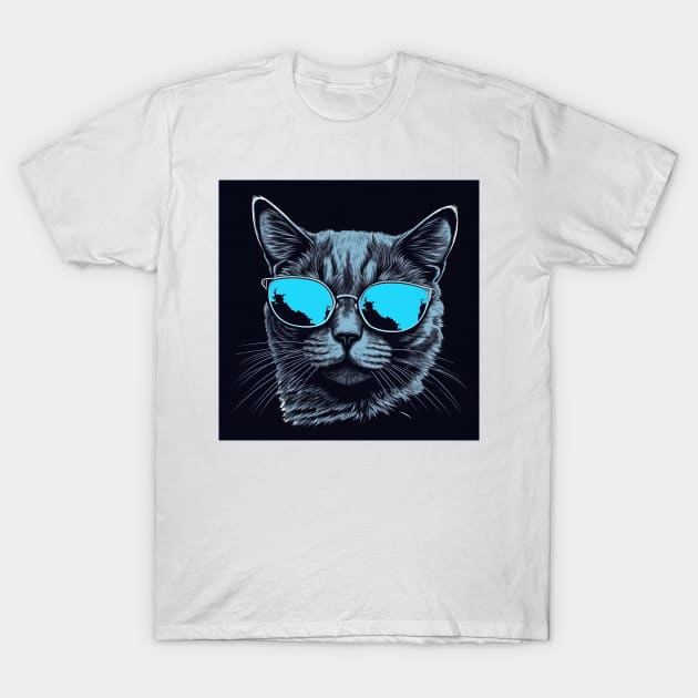 Sunglasses Cat T-Shirt by KingKachurro